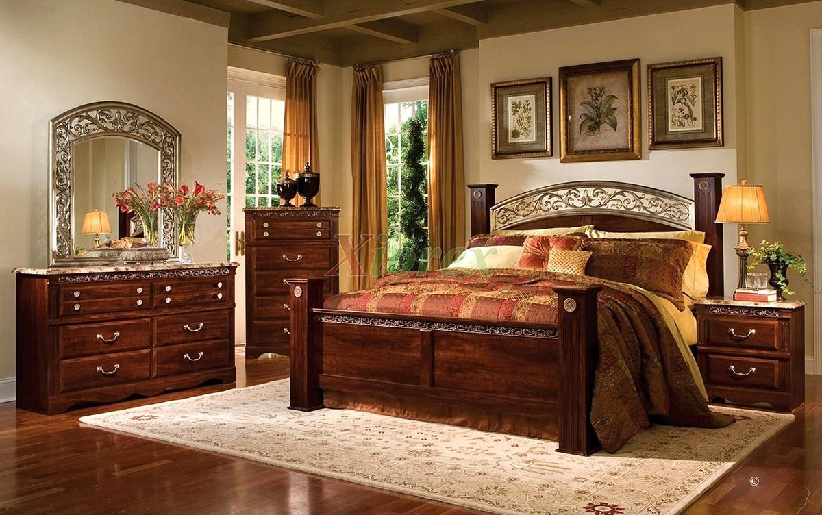 Дизайн спальни с классической коричневой мебелью